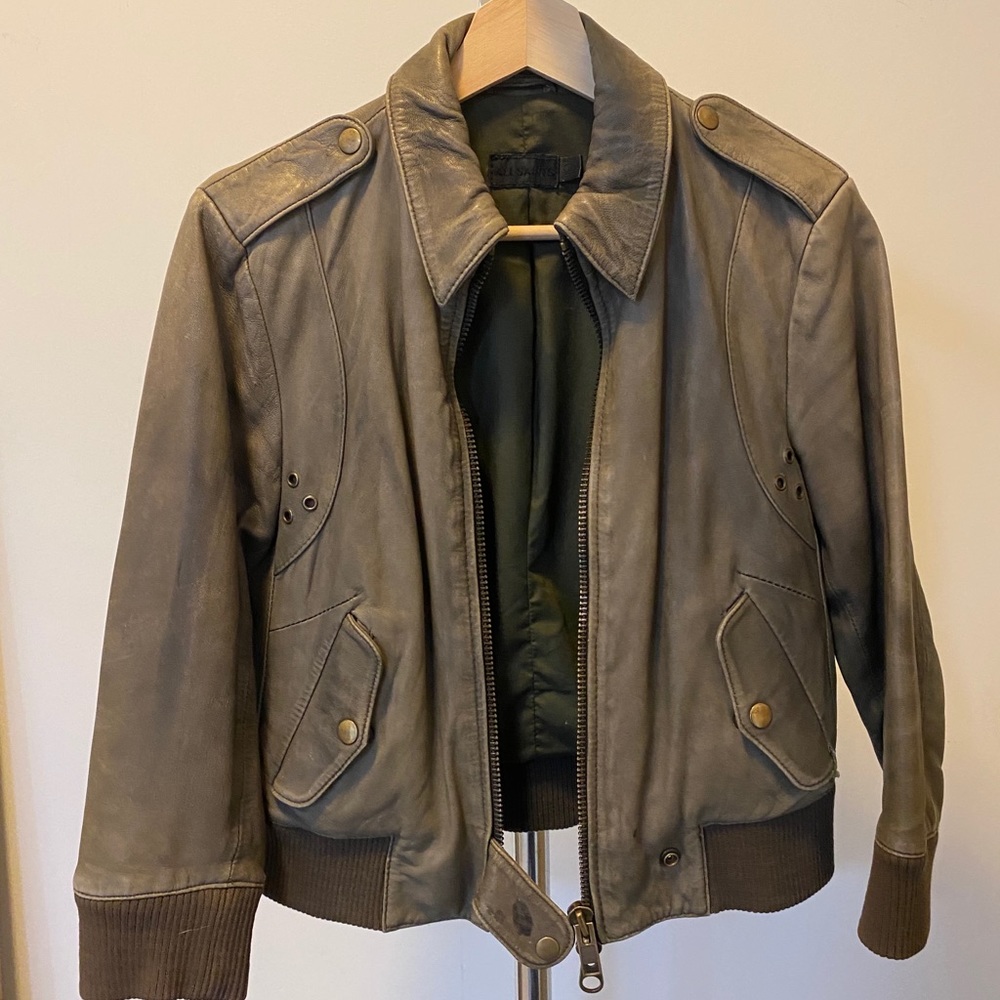 ALL SAINTS Green Leather jacket
